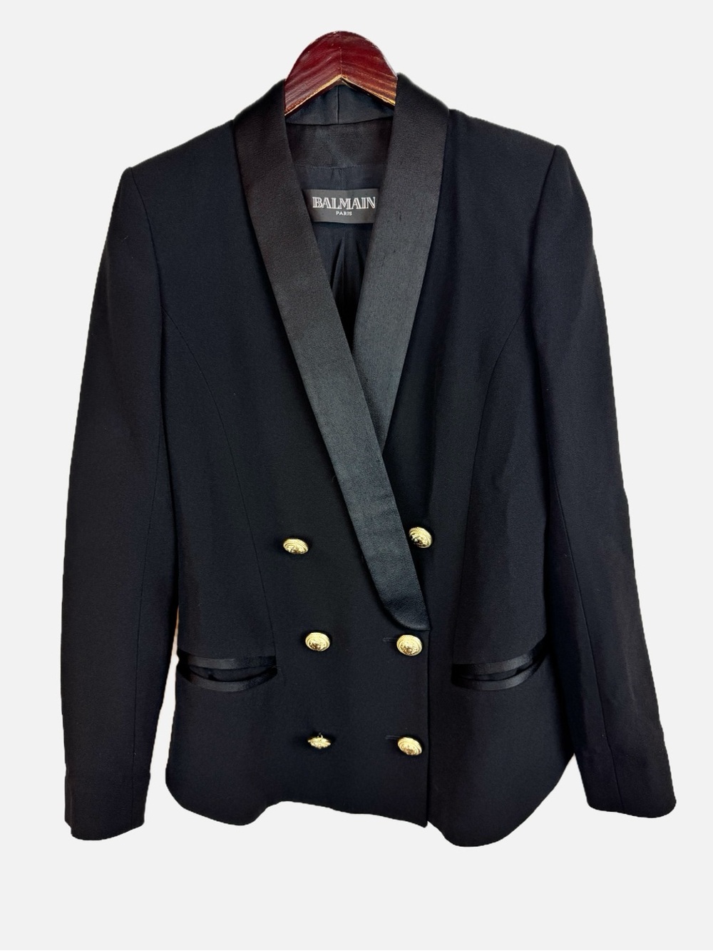 Balmain | Black Double-Breasted Tuxedo Jacket, EU 38